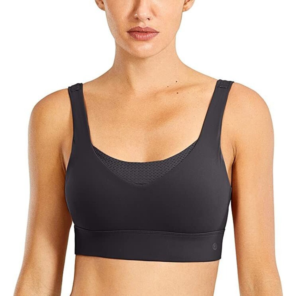 CRZ YOGA Womens High Impact Convertible Racerback Sports Bra, Padded Wirefree, M